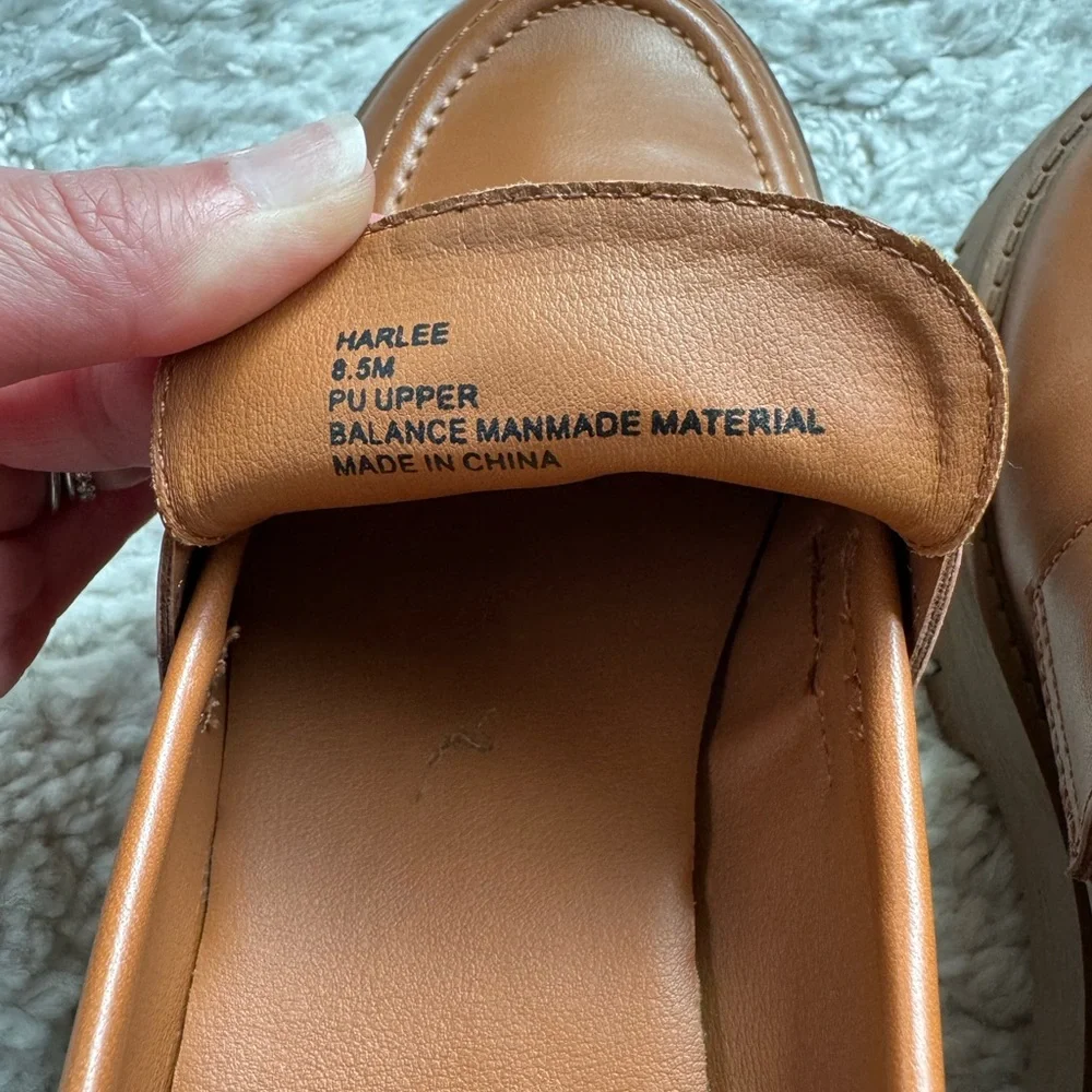 Madden Girl Cognac Lug-Sole Penny Loafers - Picture 3 of 6